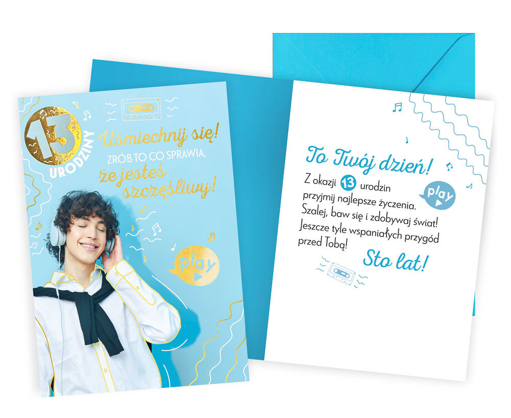 Karnet Urodziny 13 chłopiec - Kukartka
