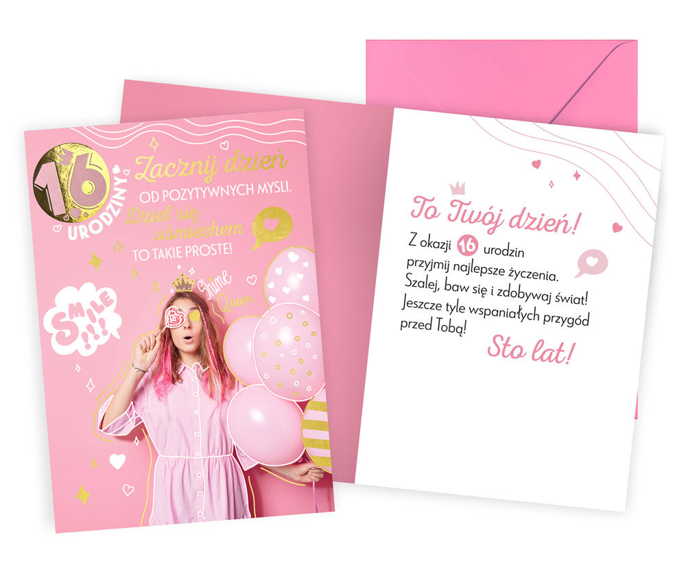 Karnet Urodziny 16 dziewczyna - Kukartka