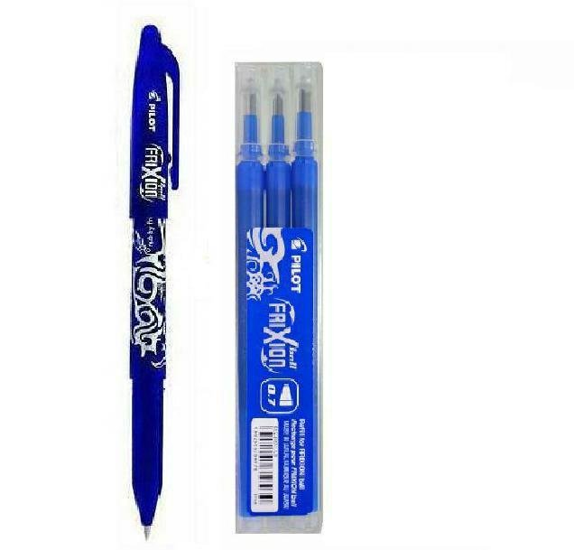 Pilot Frixion Długopis + 3 Wkładyścieralne Niebieskie 0,7