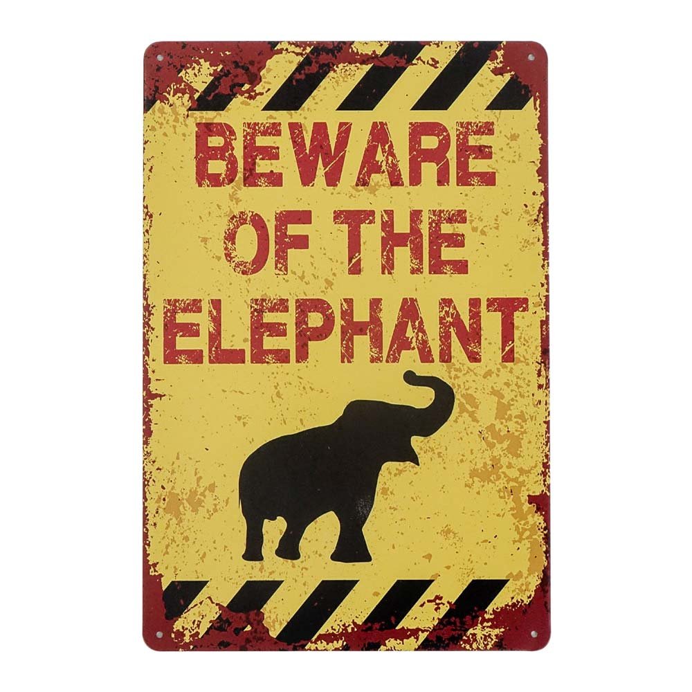 Plakat Tabliczka Dekoracyjna Metalowa Beware Of The Elephant