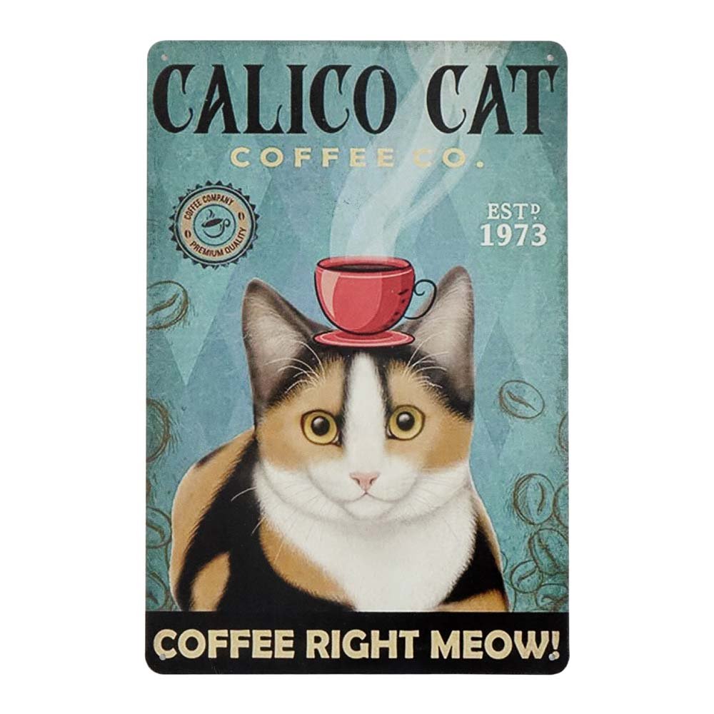 Plakat Tabliczka Dekoracyjna Metalowa Calico Cat