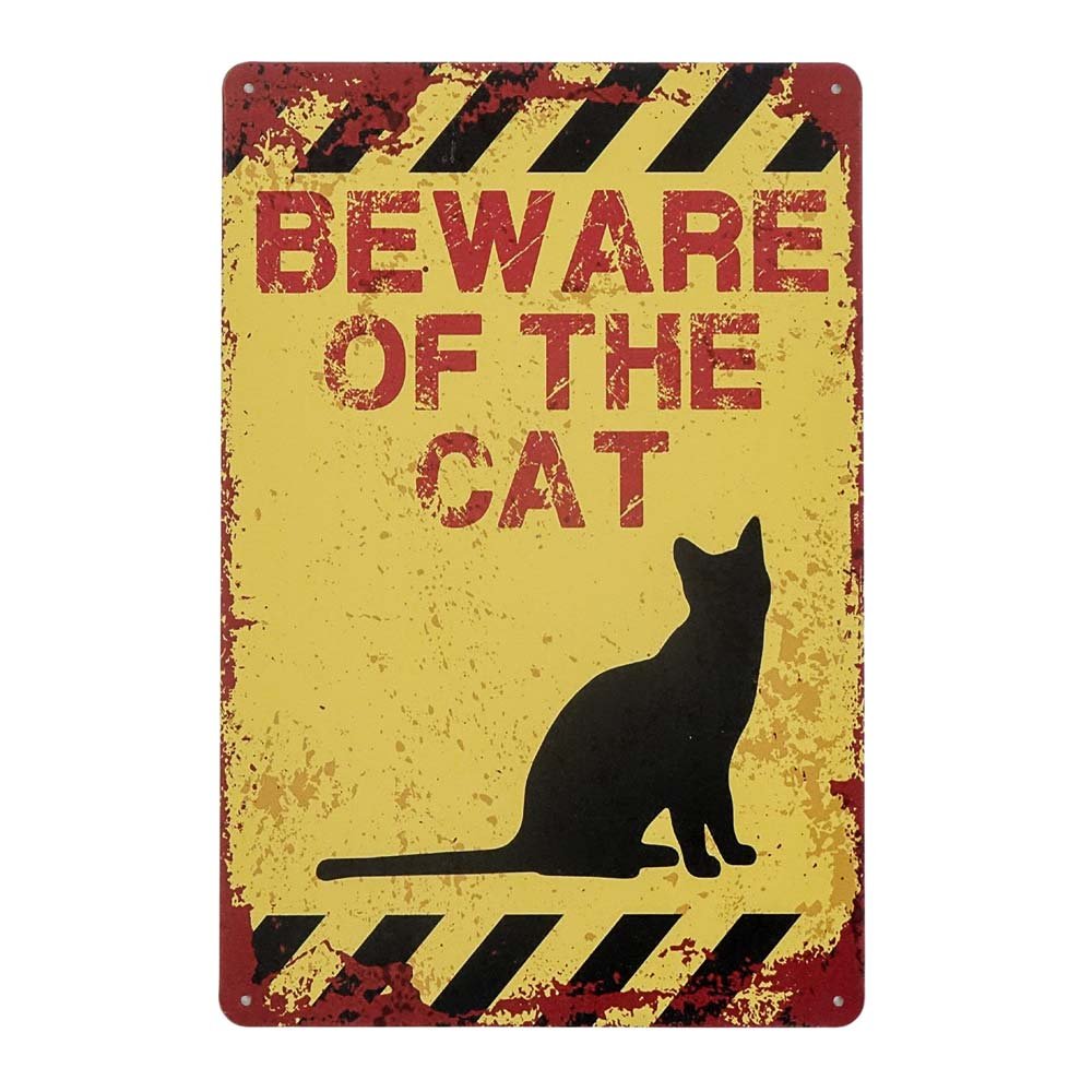 Plakat Tabliczka Dekoracyjna Metalowa Beware Of The Cat 1