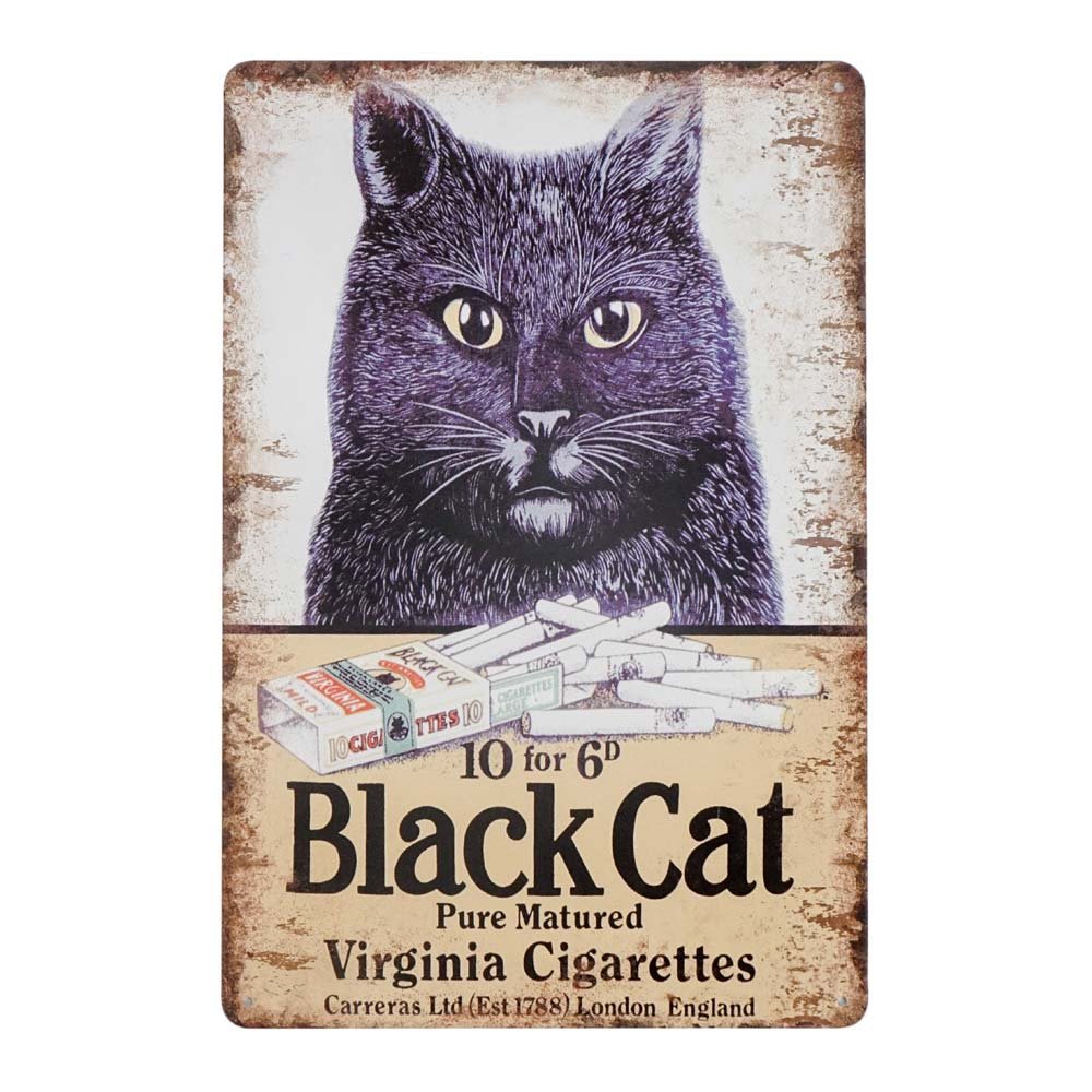 Plakat Tabliczka Dekoracyjna Metalowa Black Cat