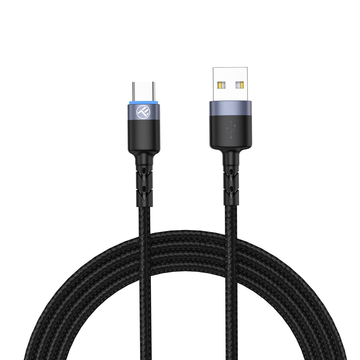 Tellur Data Cable, Usb To Type-C, Led, Nylon Braided, 2M, Black