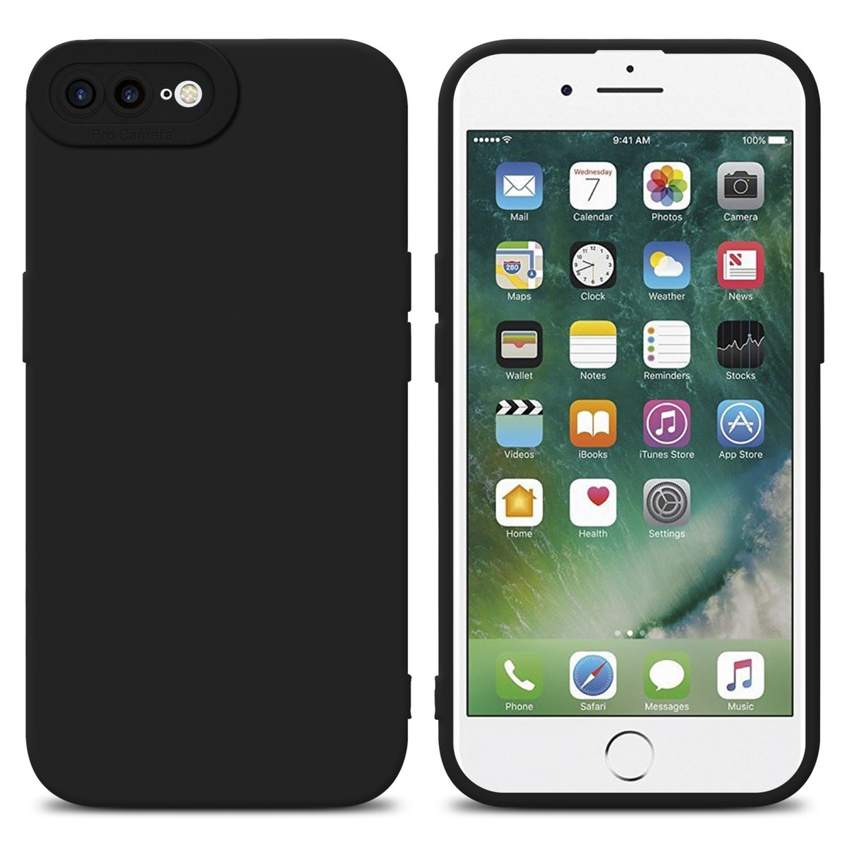Pokrowiec Etui Do Apple iPhone 7 PLUS / 7S PLUS / 8 PLUS w FLUID CZERŃ TPU Silikonowe Obudowa Ochronny Case Cover Cadorabo