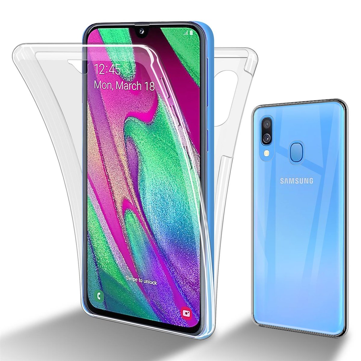 Pokrowiec Do Samsung Galaxy A40 Etui w PRZEZROCZYSTY 360° Full Body Obudowa Case Cover Ochronny Cadorabo