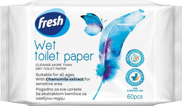 Fresh - Nawilżany Papier Toaletowy Dla Dzieci - Chusteczki - 60 Szt.