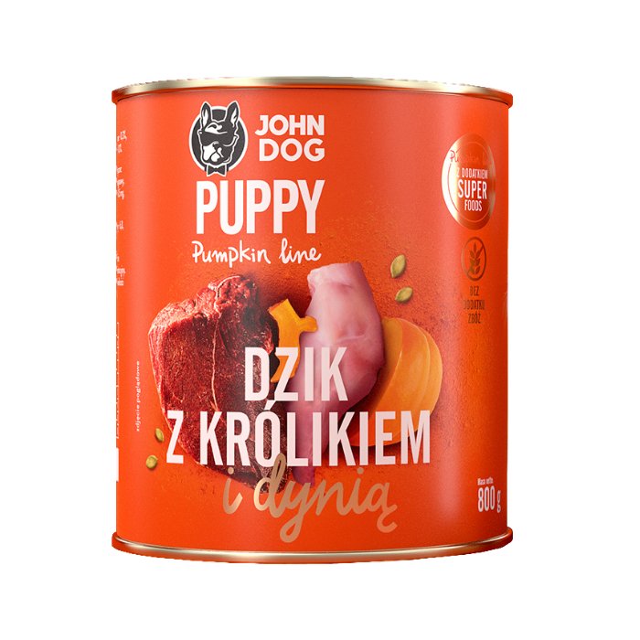 JohnDog Pumpkin Junior Dzik z królikiem 800g