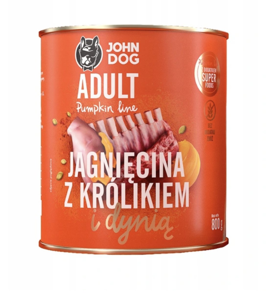 JohnDog Pumpkin Adult Jagnięcina z Królikiem 800g