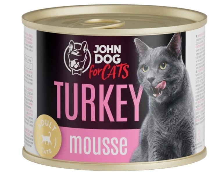 JohnDog For cats Mousse indyk mus 200g