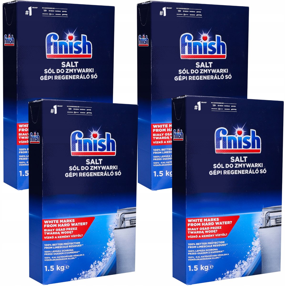 4x Sól do zmywarki FINISH ochronna 1,5 kg