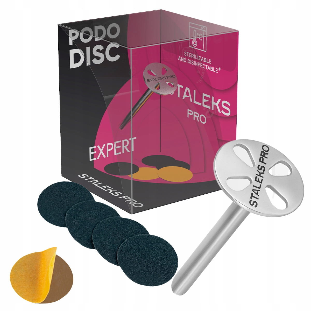 Staleks PRO PODODisk Base tarcza XS 10mm + Zestaw wymiennych nakładek #180, 5 szt.