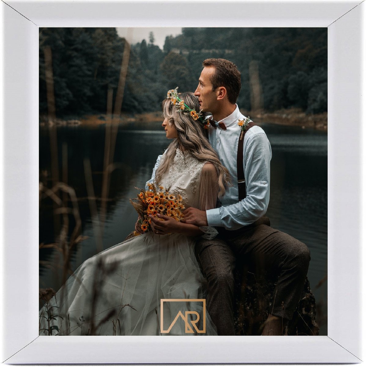 Ramka na zdjęcie kwadratowa 10x10 biała loft Aura