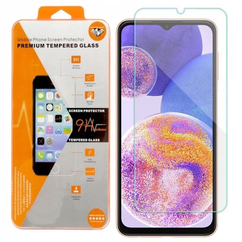 9H SZKŁO do Samsung A23 / M13 / M23 pomarańczowe Szkiełko szybka ochronna
