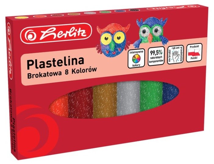 Herlitz Plastelina brokatowa 8 kolorów