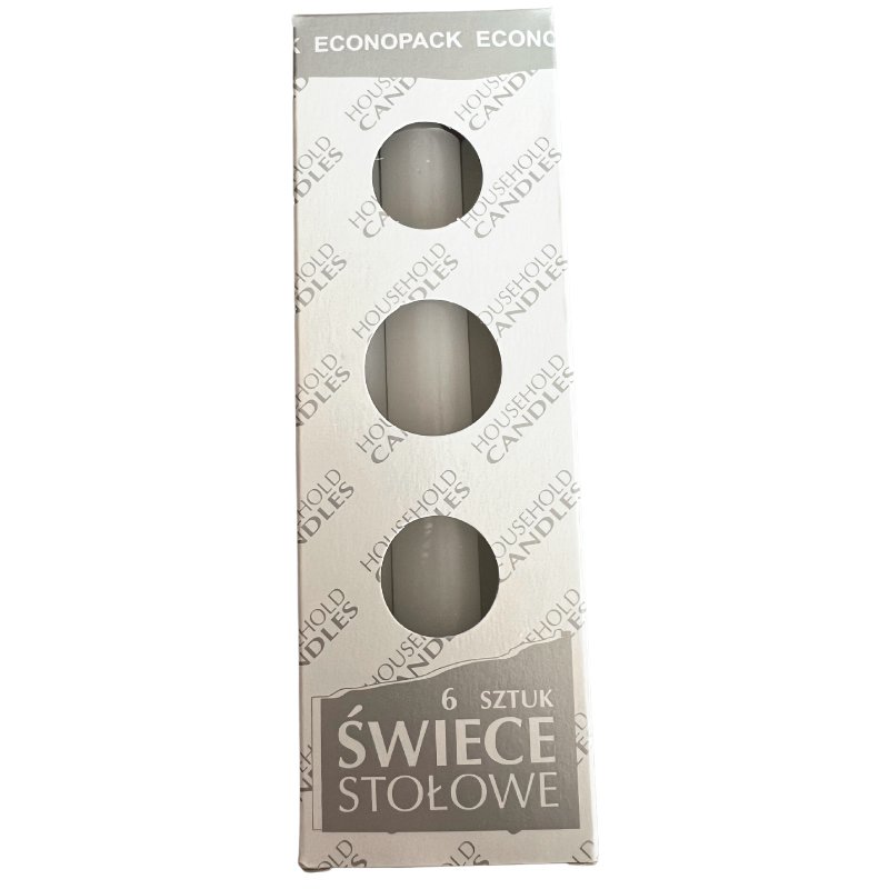 Tradycyjna Świeca Stołowa Bezbarwna 6 Sztuk