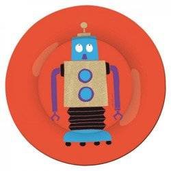 Talerz deserowy fi 20 cm dla dzieci, czerwony, seria Roboty | Maison Petit Jour uniw