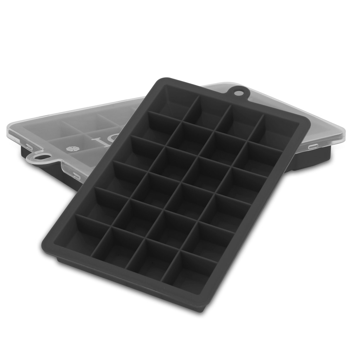 2x foremki do kostek lodu w kolorze CZARNYM - zestaw 2 foremek do kostek lodu z pokrywką - elastyczne pojemniki do kostek lodu, szczelnie zamykane, ..