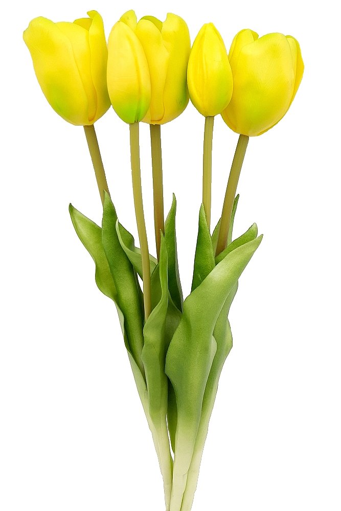 Tulipany silikonowe jak żywe żółte w bukiecie 5 sztuk gumowe 44 cm