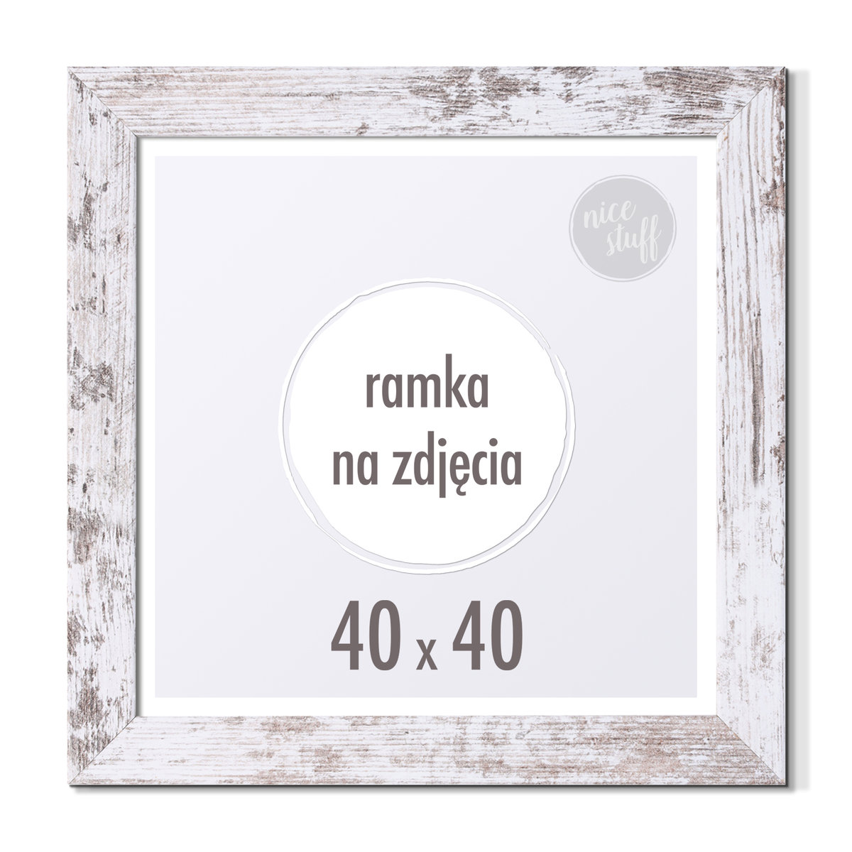 RAMKA NA ZDJĘCIA 40x40 cm ramki biała sosna bielona
