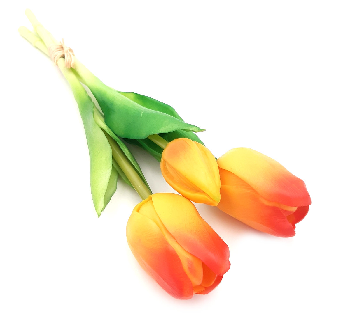 Tulipany silikonowe jak żywe pomarańczowe w bukiecie 3 sztuk gumowe 29 cm