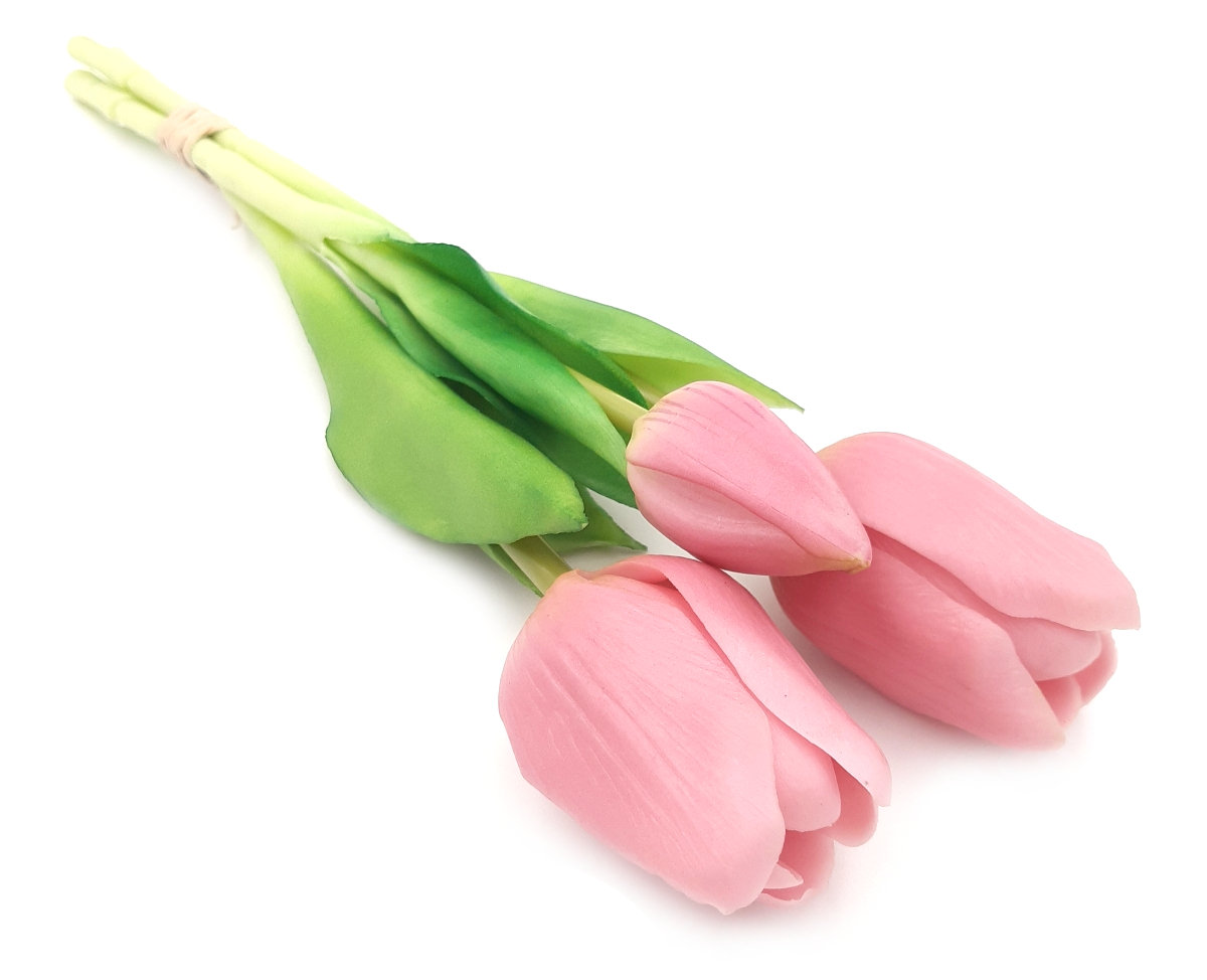 Zoom     Tulipany silikonowe jak żywe liliowy w bukiecie 3 sztuk gumowe 29 cm