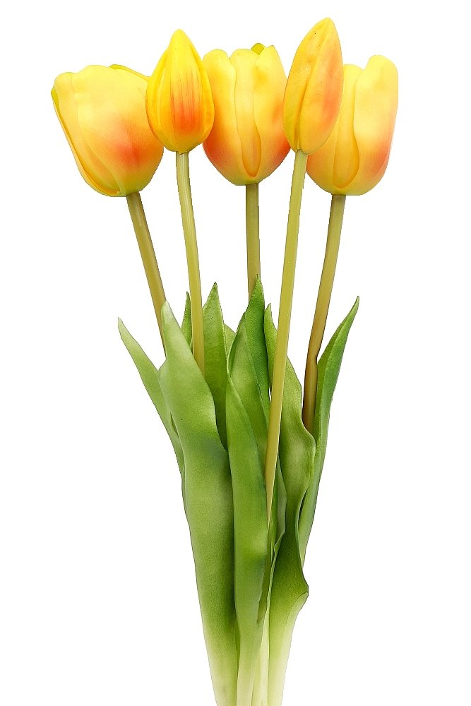 Tulipany silikonowe jak żywe pomarańczowe w bukiecie 5 sztuk gumowe 44 cm