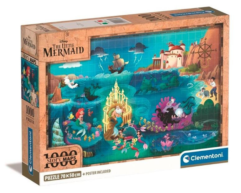 Puzzle 1000 Compact Disney Maps Little Mermaid - Clementoni