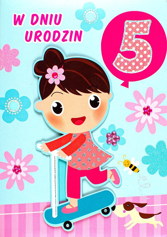 Kartka na 5 urodziny dla Dziewczynki M844