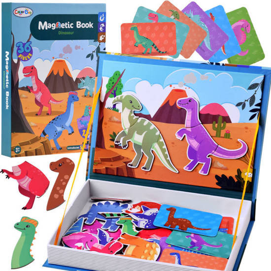 Książka układanka magnetyczna DINOZAURY puzzle magnetyczne Dinozaur