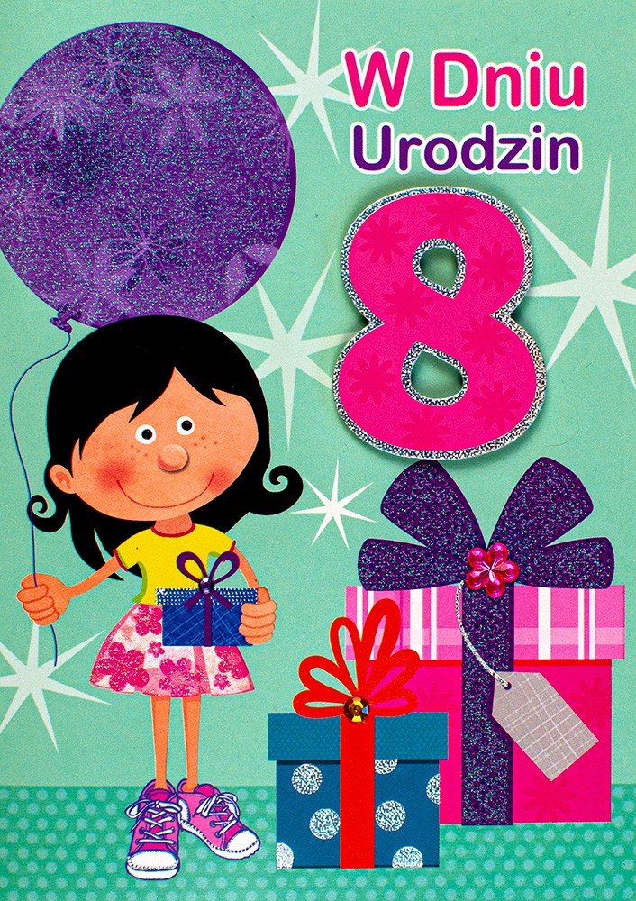 Kartka na 8 urodziny dla Dziewczynki M847