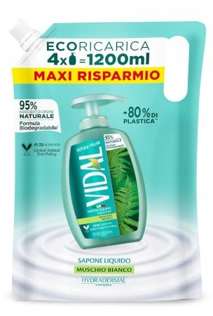Vidal, Mydło W Płynie Białe Piżmo Zapas, 1,2l