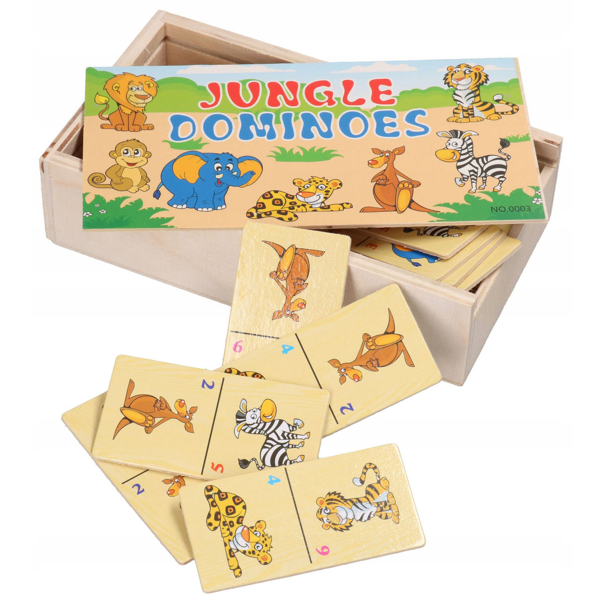 Domino Drewniane Dżungla Zabawka Dla Dzieci