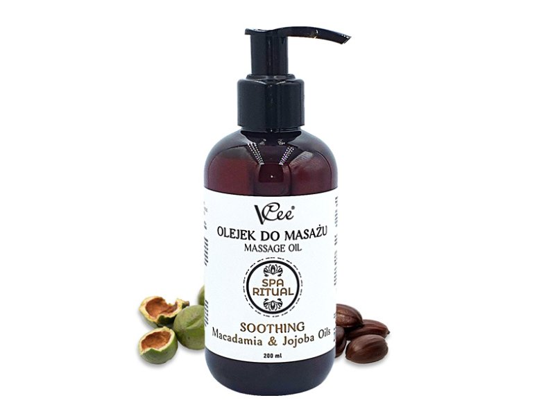 Naturalny wegański olejek do masażu VCee 200 ml Soothing Macadamia & Jojoba Oils