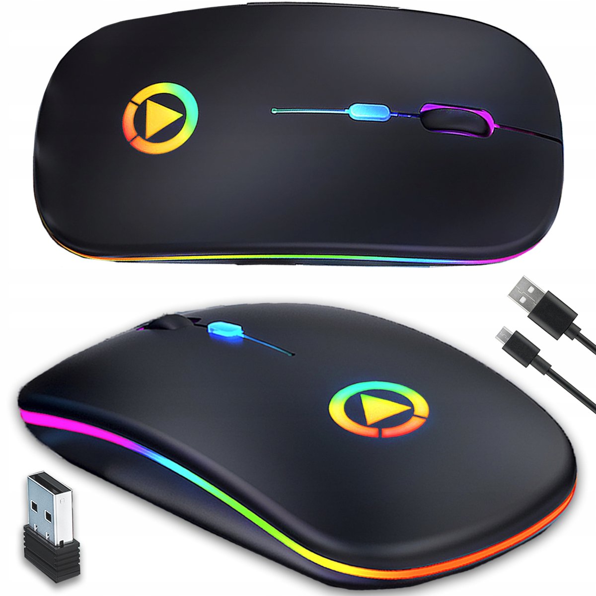 Mysz Bezprzewodowa Slim Lekka Cicha Bluetooth Rgb Bts-911C