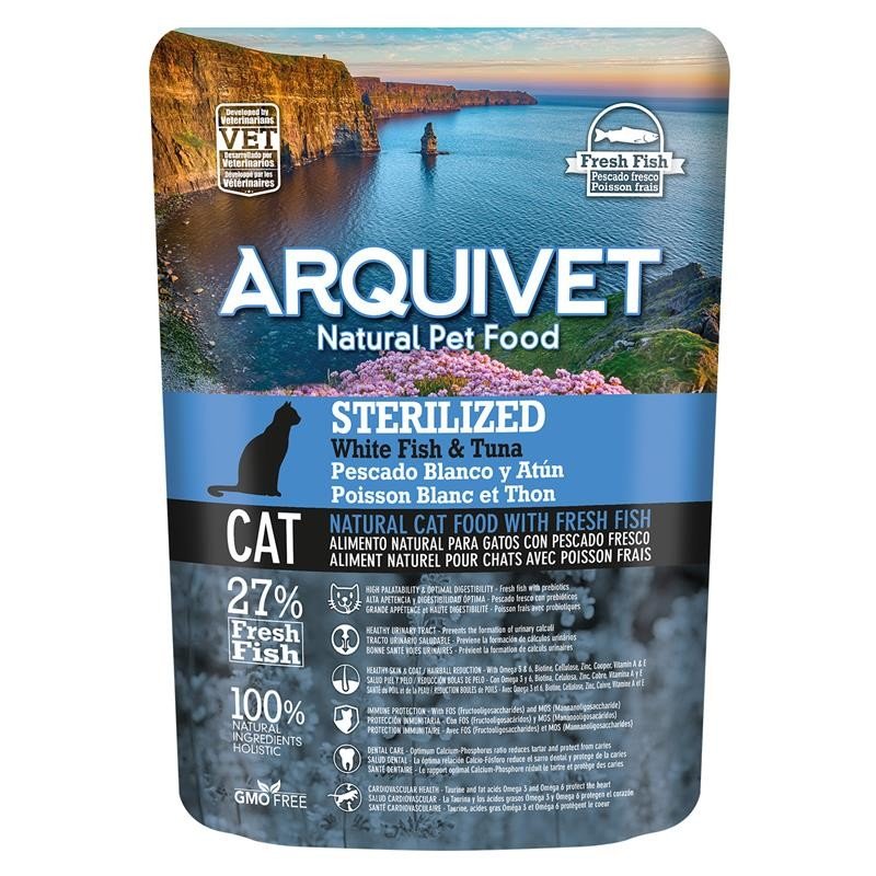 Arquivet Sucha karma dla kotów sterylizowanych z białą rybą i tuńczykiem 350 g