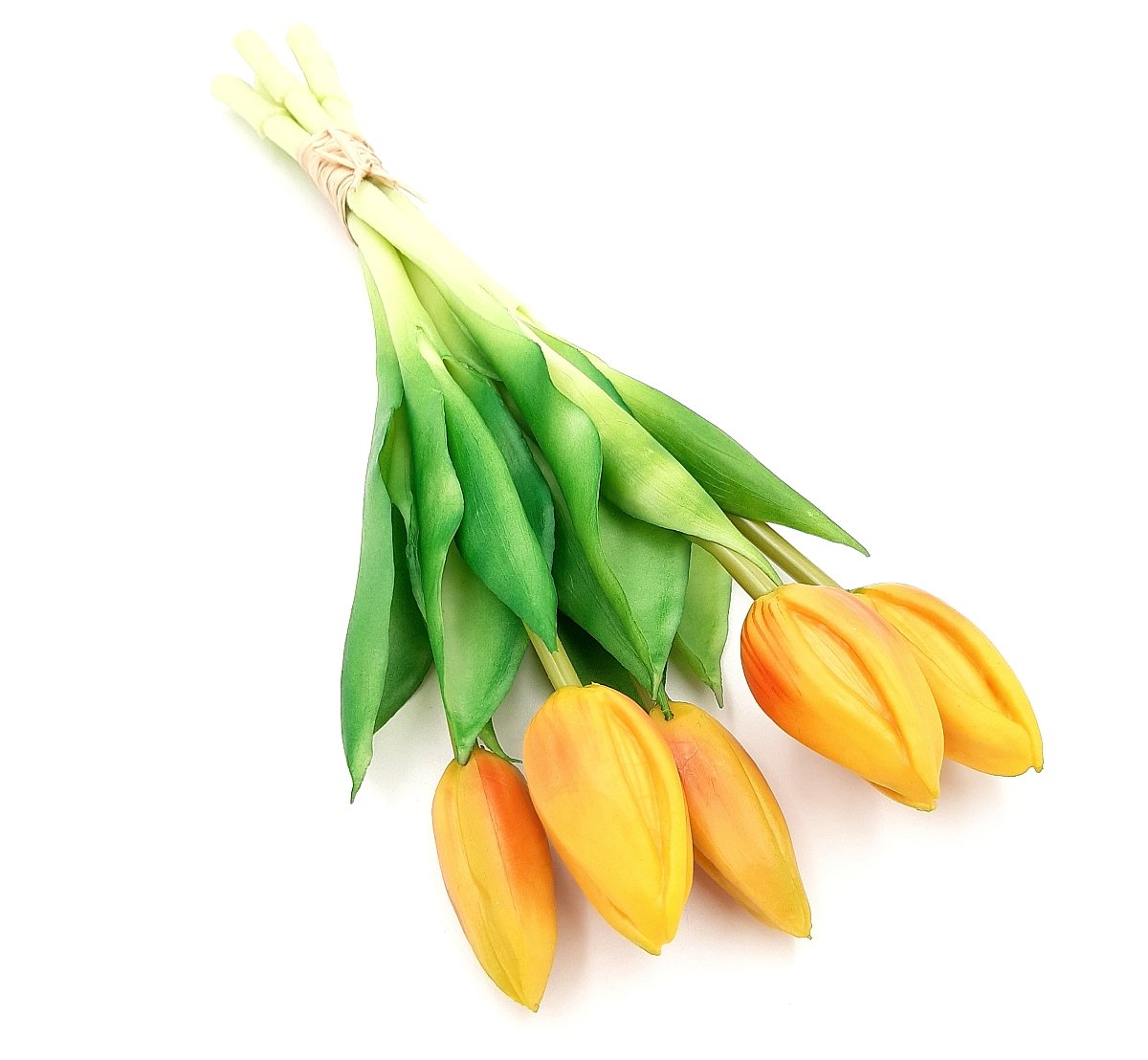 Tulipany silikonowe jak żywe pomarańczowe bukiet 5 sztuk gumowe nierozkwitnięte 28 cm