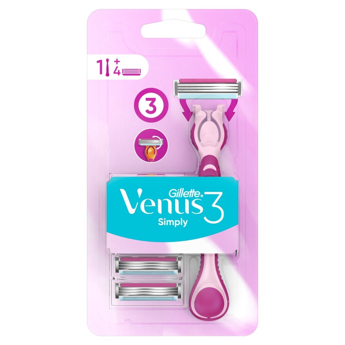 Zdjęcia - Maszynka / ostrze Gillette Simply Venus 3 Rączka maszynki do golenia + 4 ostrza 