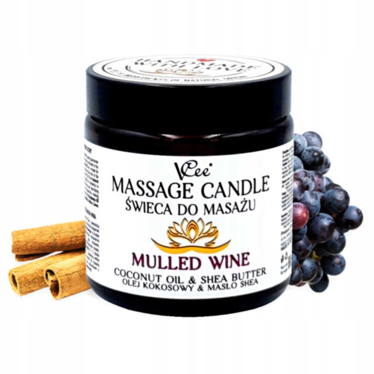 Nawilżająca świeca do masażu VCee 80 g - różne zapachy - Mulled Wine
