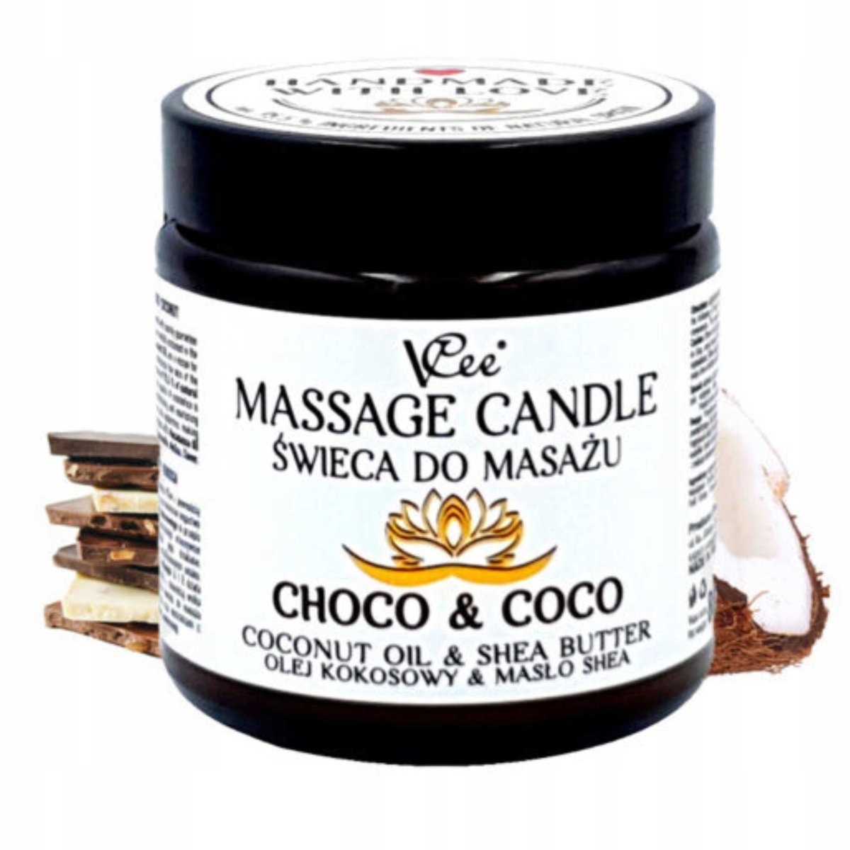 Nawilżająca świeca do masażu VCee 80 g - różne zapachy - Choco & Coco