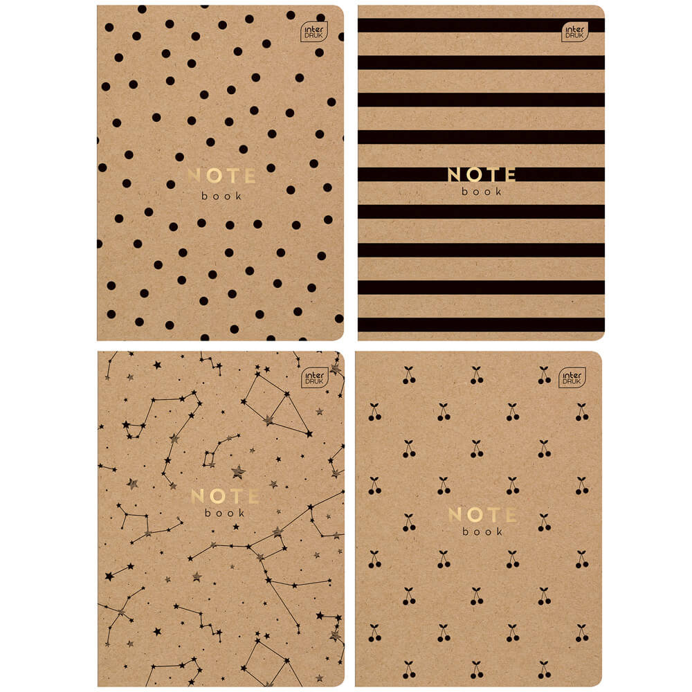 4 X Zeszyt A5, 32 Kartki, Kratka Z Marginesem, Interdruk Kraft