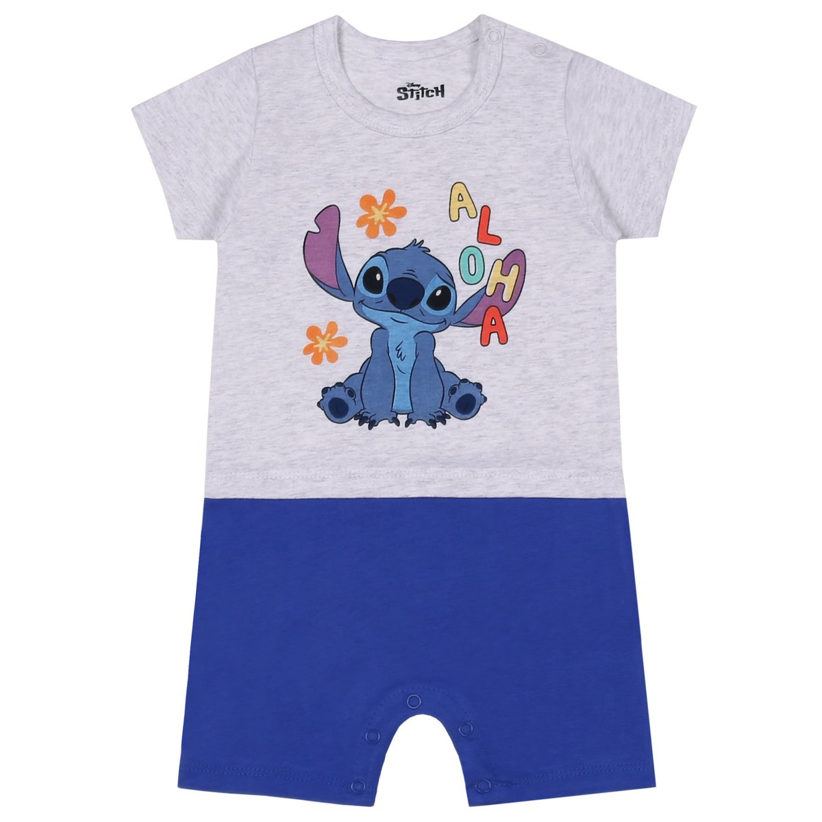 STITCH Disney Rampers niemowlęcy szaro- niebieski, bawełniany 24 m 92 cm