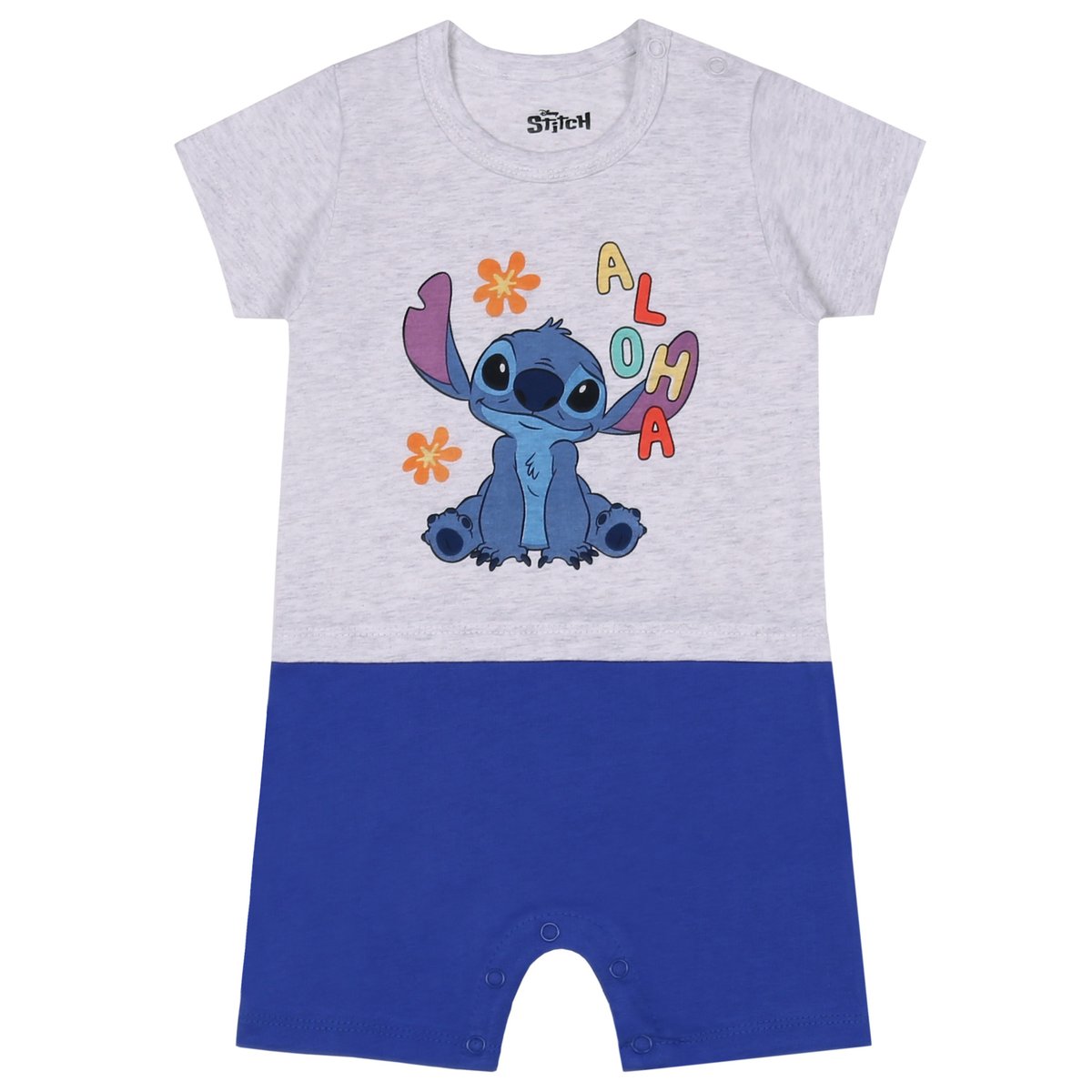 STITCH Disney Rampers niemowlęcy szaro- niebieski, bawełniany 3 m 62 cm