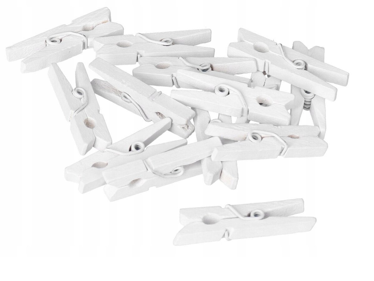 Klamerki Drewniane Spinacze Białe 24Szt 2,5Cm