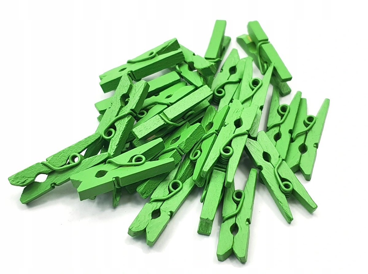 Klamerki Drewniane Mini Spinacze 24Szt 3Cm Zielone