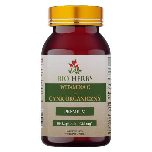 Bio Herbs, Witamina C + Cynk Organiczny  625mg, 80 Kaps.