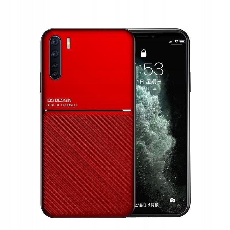 ETUI do OPPO A91 / Reno3 STRIP MAGNETIC czerwone Case Pokrowiec Futerał Obudowa