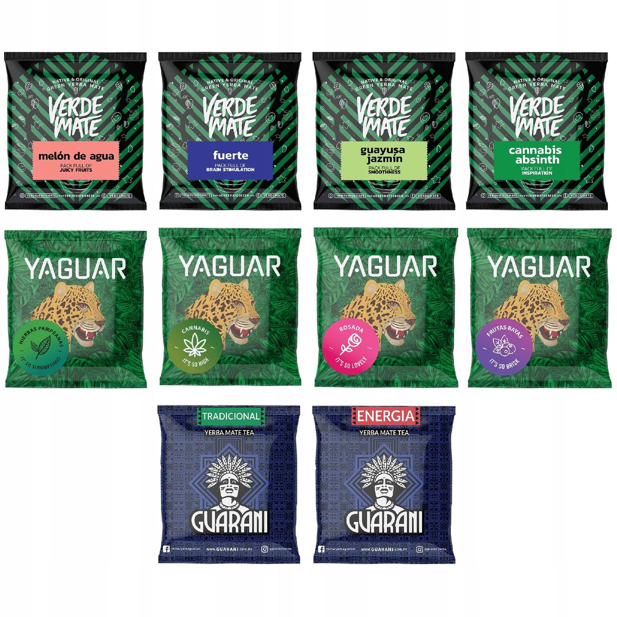 Zestaw Yerba Mate Green Guarani Yaguar 10x50g