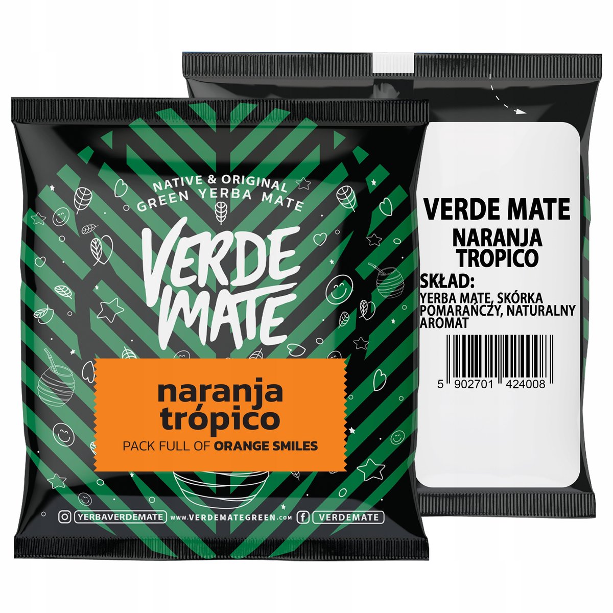 Verde Mate Zielony Pomarańczowy Pomarańczowy 50g