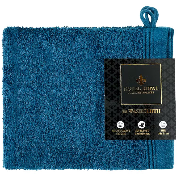 Ręcznik myjka bawełna 550 g/m2 16x21 cm 3 szt granatowy Hotel Royal